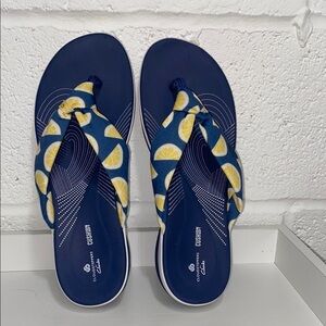 Blue Flip Flops with Lemon Design